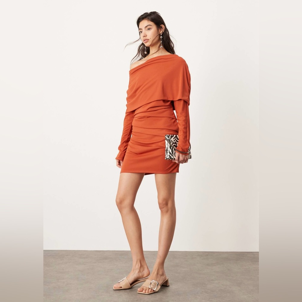 ASOS EDITION Rust Draped Mini Dress